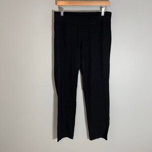 Eileen Fisher black straight leg stretch elastic waist pull on ankle dress pants